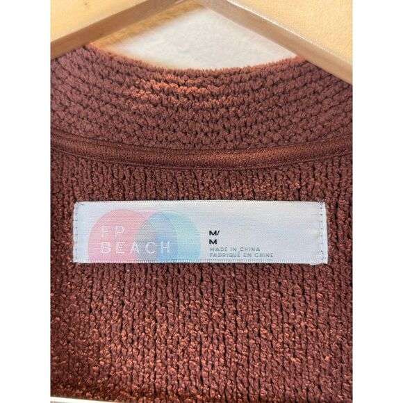 Free People Women's Size Medium Brown Knitted One Piece Jumpsuit Button Front - Picture 4 of 4